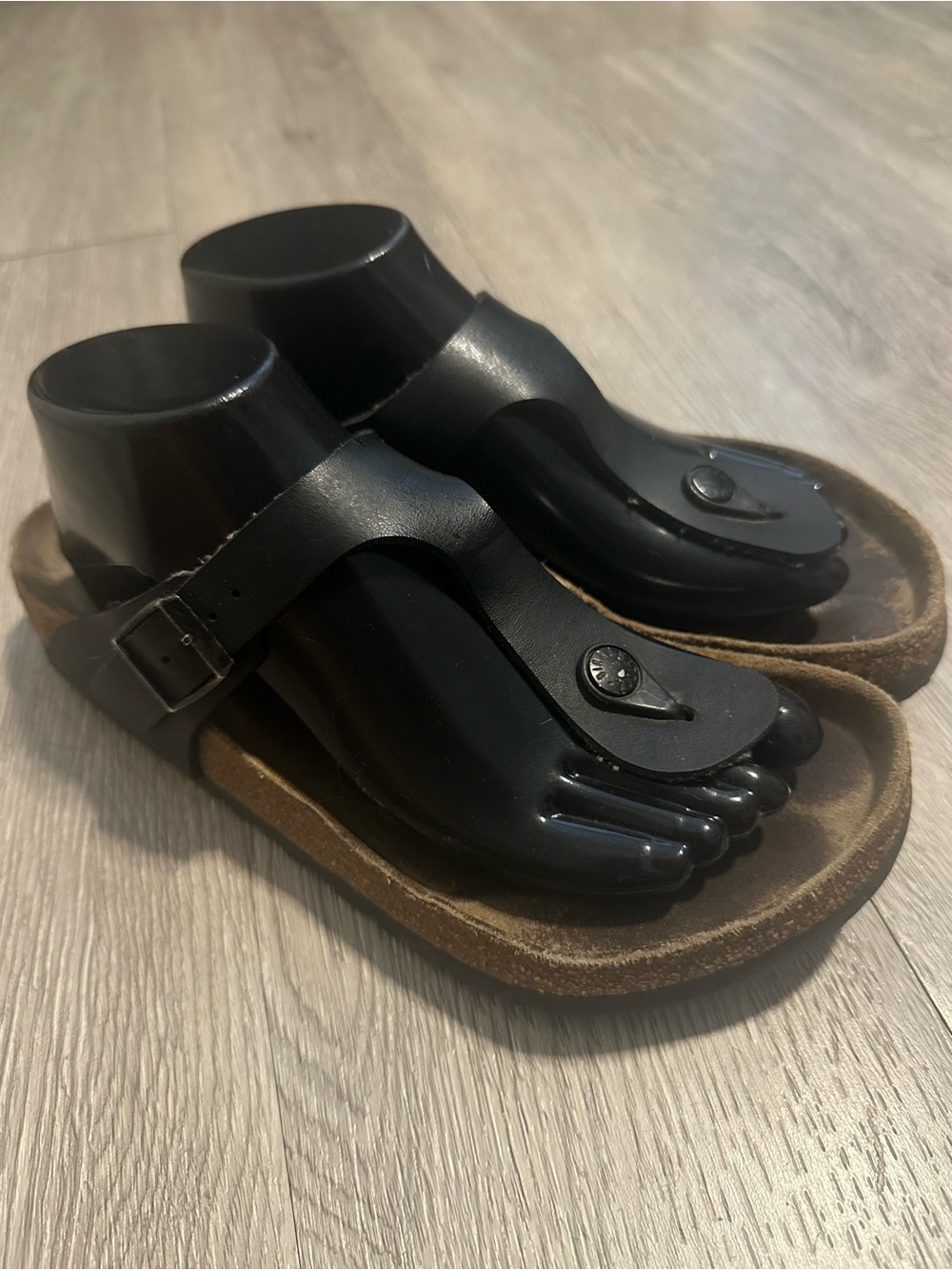 Birkenstock Gizeh Black Leather Thong Sandals Women's Size 39